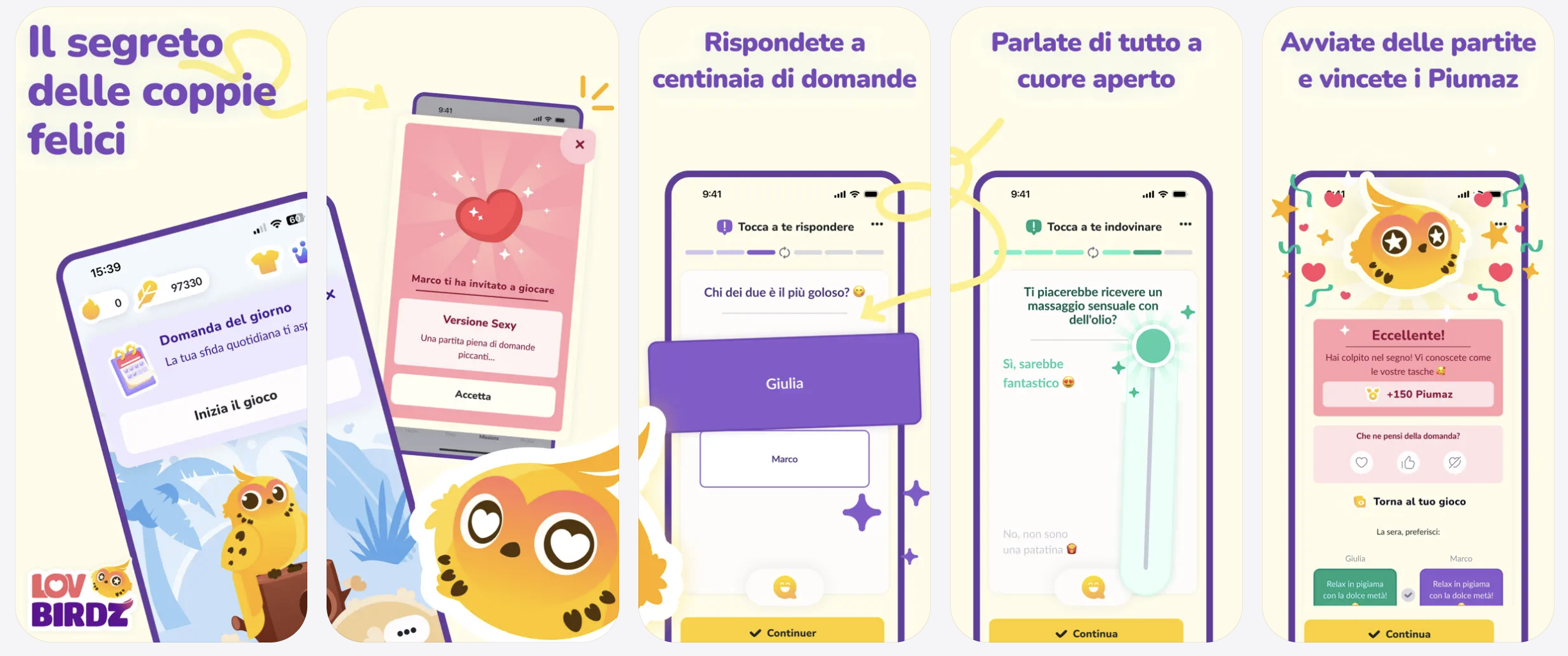 LovBirdz - app quiz di coppia, screenshot App Store