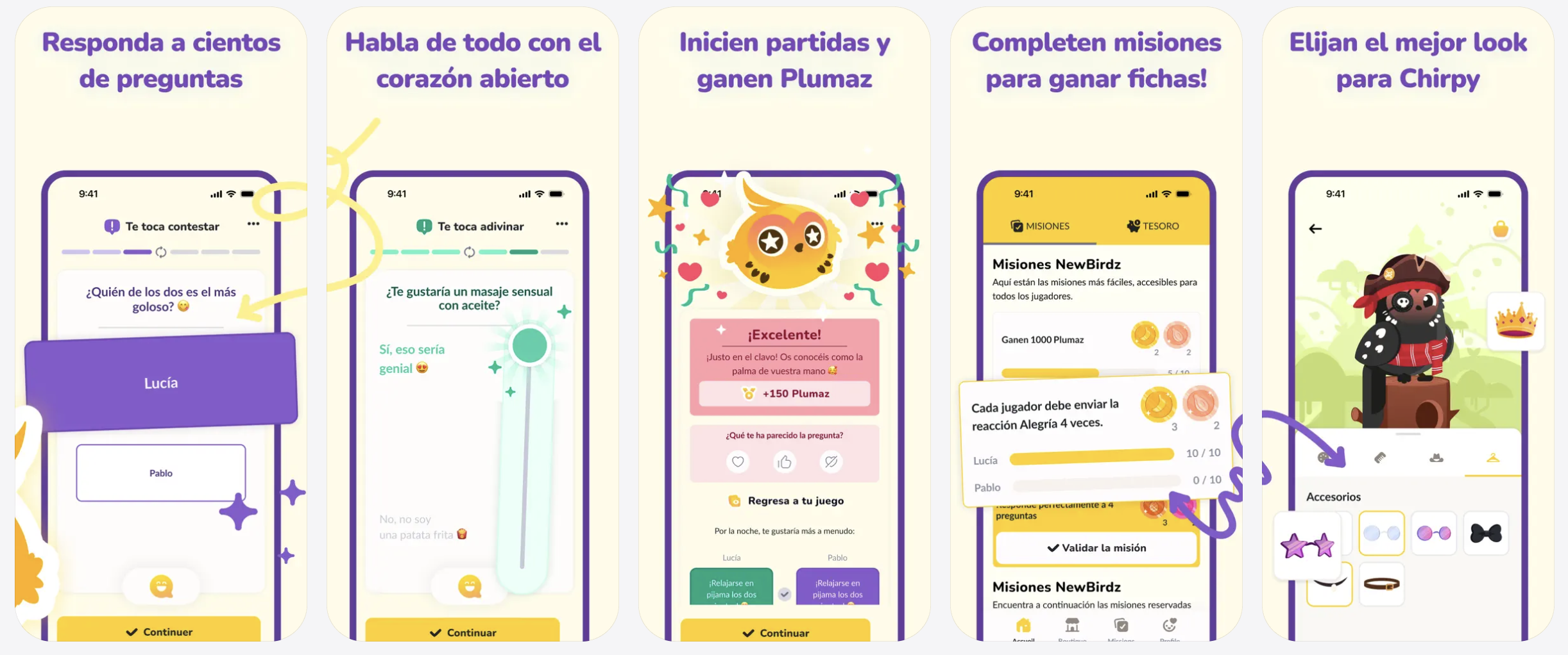 LovBirdz - app quiz de pareja, capturas App Store